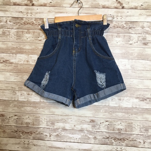 Wear Jeans Paperbag High Waist Distressed Shorts - Picture 1 of 5